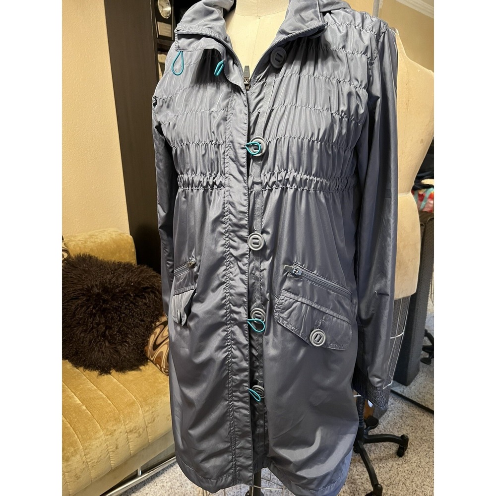 ATHLETA ‎ Waterproof Hoodie Lightweight Jacket  Sz L Gray NEW